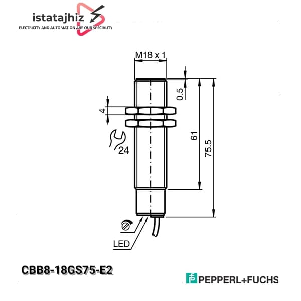 سنسور خازنی P+F کد CBB8‑18GS75‑E2 — تصویر ۳
