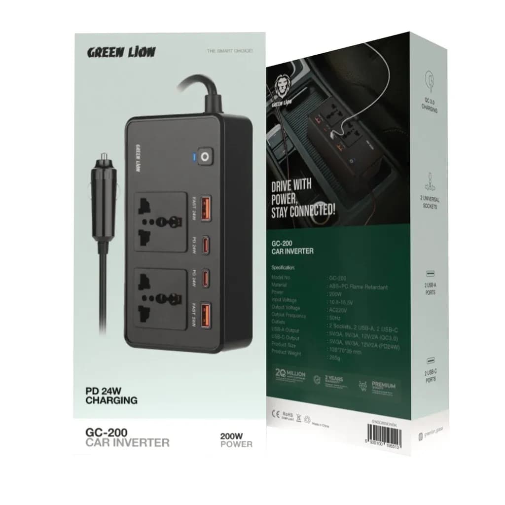 تبدیل برق خودرو مدل Green Lion Car Inverter GC-200 — تصویر ۲