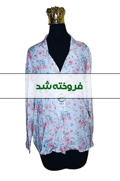پیراهن دکمه‌ دار گل صورتی زنانه دست دوم