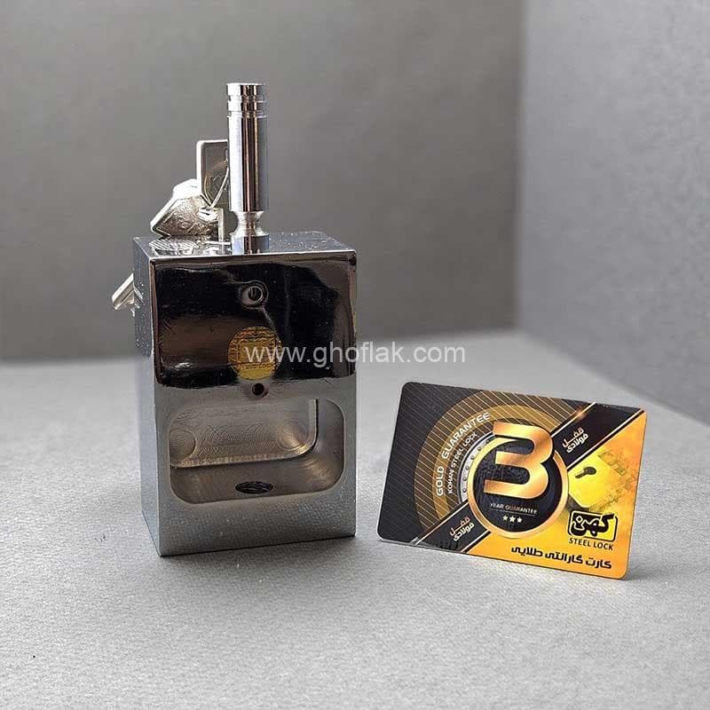 قفل کتابی کهن مدل گارد دار دو کلید دوشیار و 4 پر سایز 95 — تصویر ۷