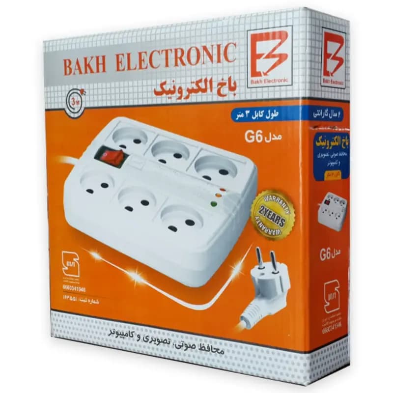 محافظ 6 پریز باخ الکترونیک مدل G-6 کابل 3 متری — تصویر ۲