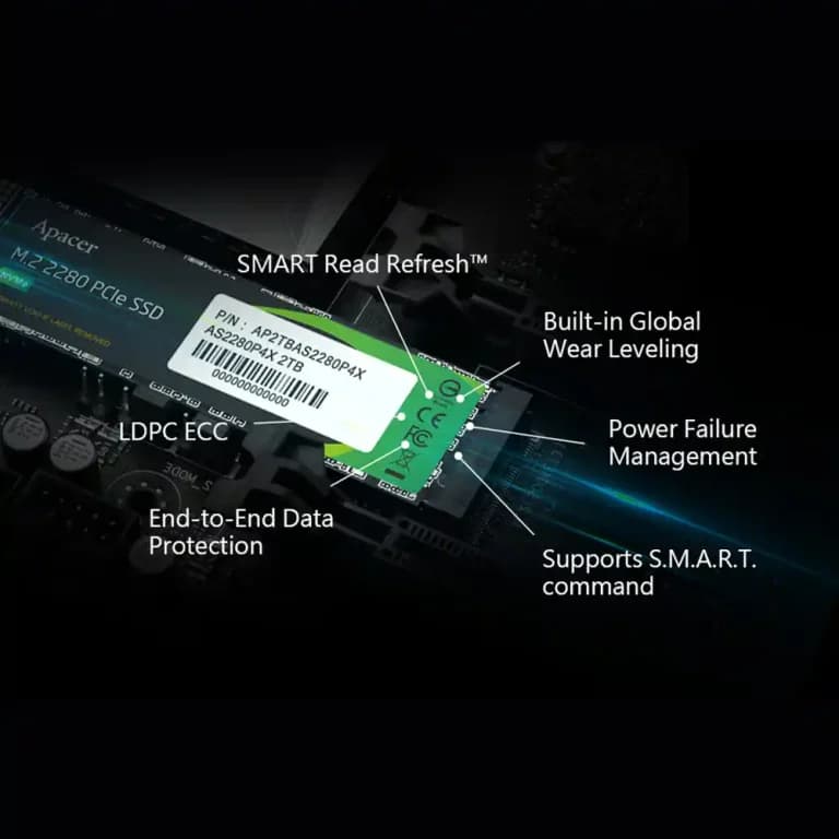 اس اس دی اینترنال اپیسر مدل Apacer SSD AS2280 P4x M.2 PCIe Gen3 ظرفیت 512 گیگابایت — تصویر ۳