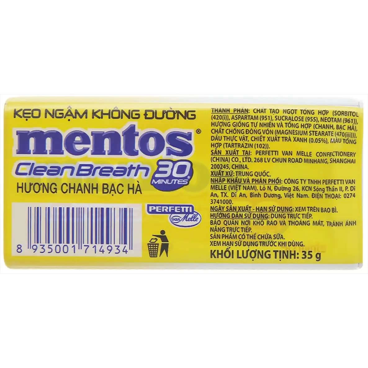 قرص خوشبو کننده دهان رژیمی منتوس با طعم لیمو 35 گرمی Mentos Clean Breath Lemon Sugar Free — تصویر ۲
