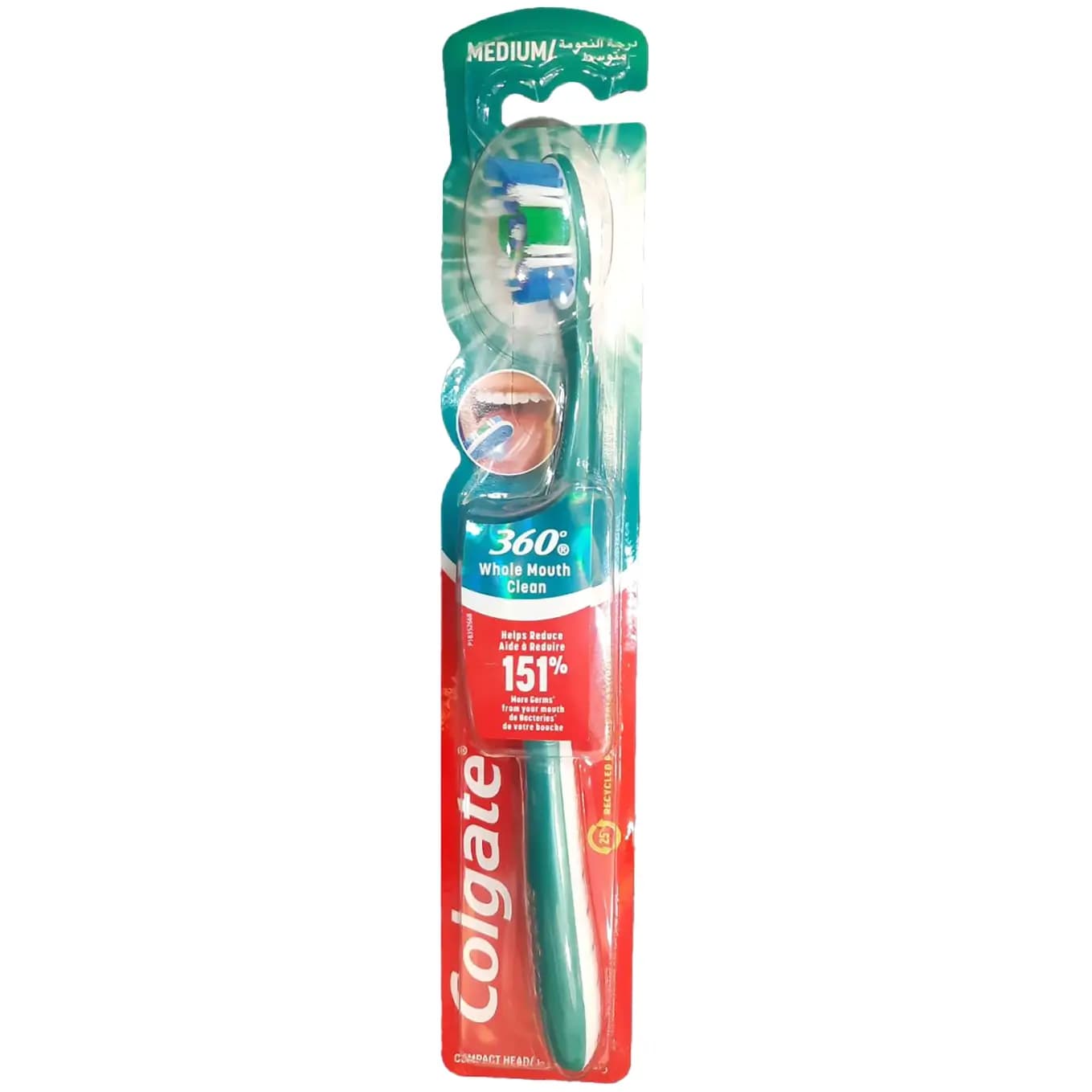مسواک 360 درجه کلگیت با نرمی متوسط (سبز) Colgate 360 Degree Whole Mouth Clean