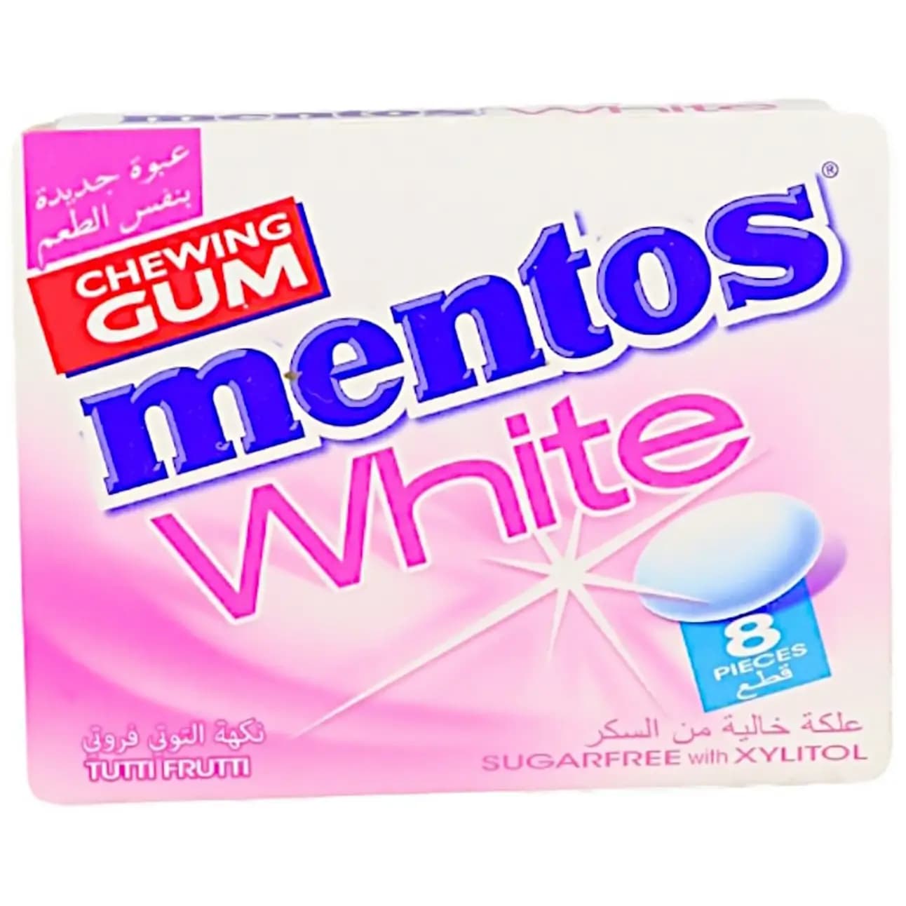 آدامس بدون شکر (رژیمی) منتوس مدل وایت با طعم توتی فروتی 8 عددی – 11گرمی Mentos White Tutti Frutti Chewing Gum