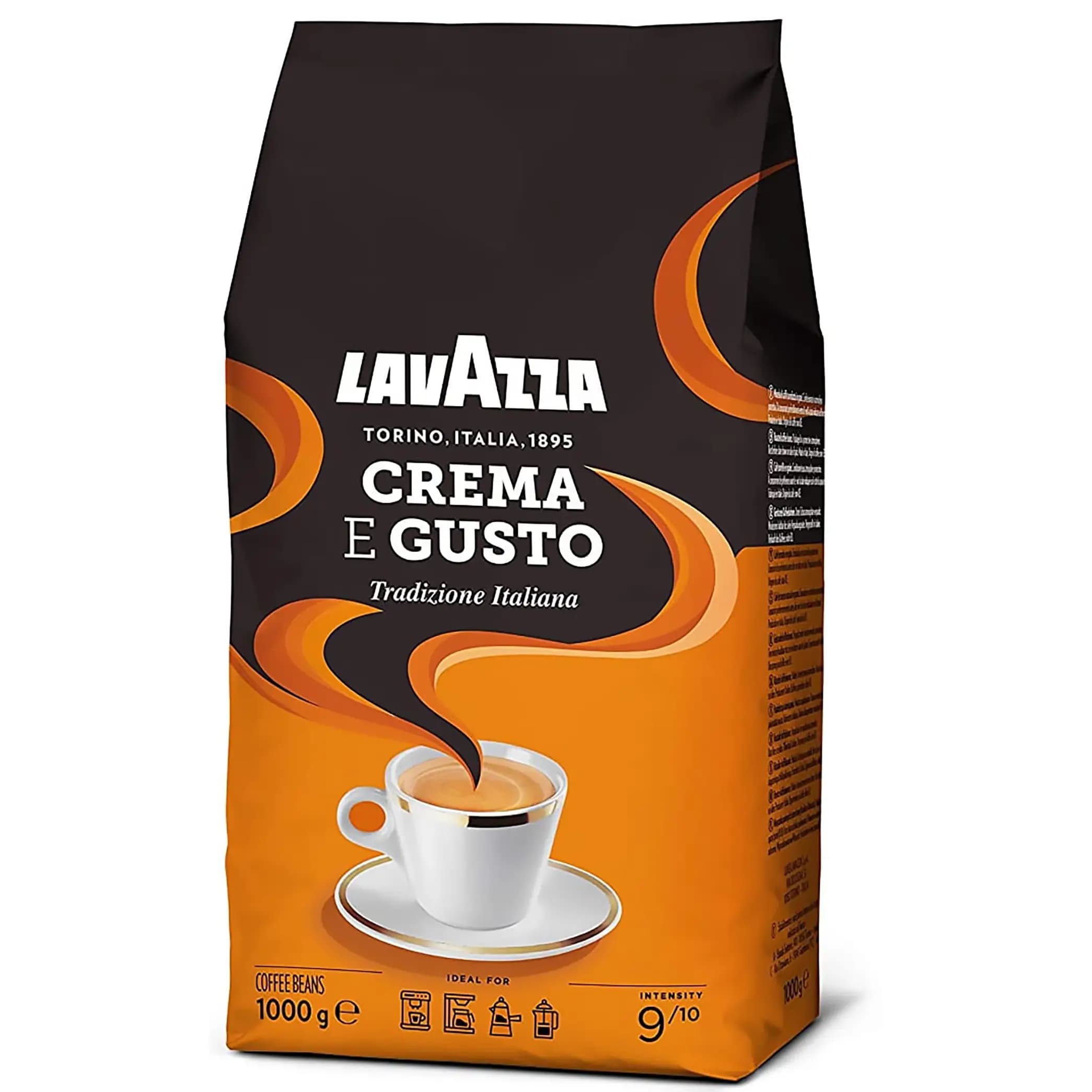 دانه قهوه لاوازا مدل کرم ای گوستو نارنجی 1 کیلویی Lavazza Crema e Gusto