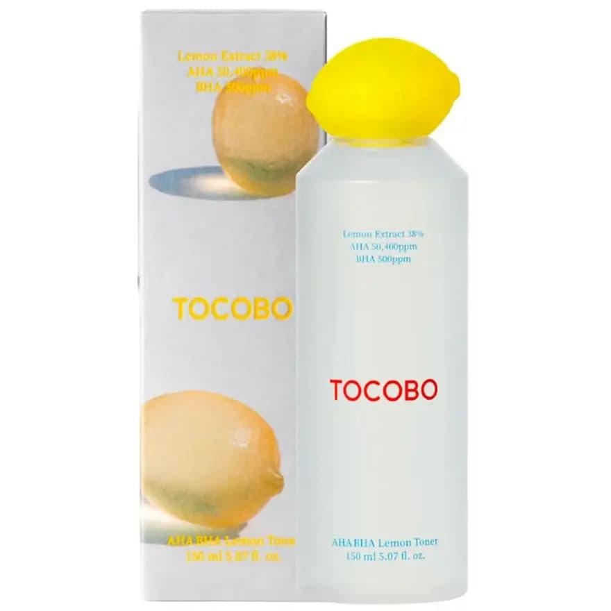 تونر پاکسازی عمیق و روشن ساز پوست AHA و BHA لیمویی توکوبو 150 میل Tocobo AHA BHA Lemon Toner