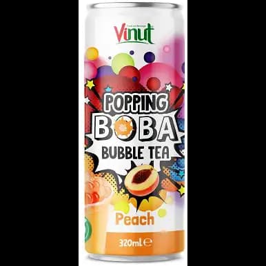 نوشیدنی گاز دار وینات حاوی بابل تی با طعم هلو 320 میل Vinut Popping Boba Peach Bubble Tea