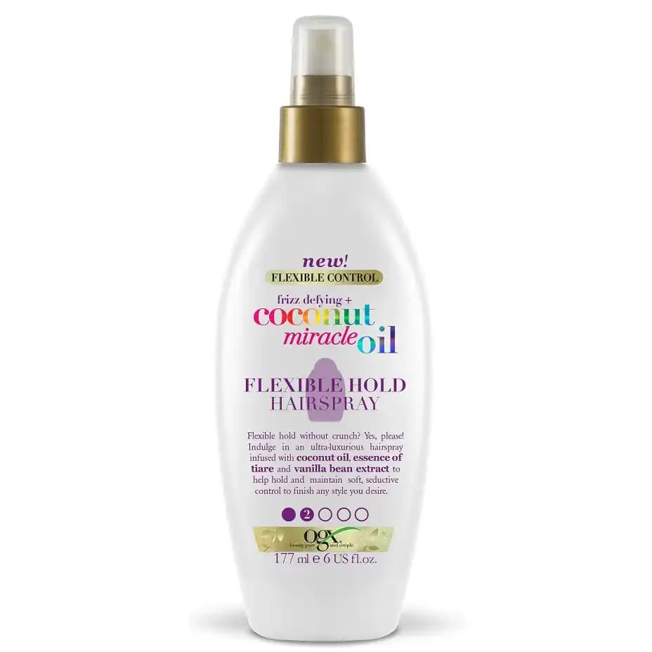 اسپری حالت دهنده مو و ضد وز او جی اییکس حاوی روغن نارگیل 177 میل OGX Coconut Miracle Oil Flexible Hold Hairspray