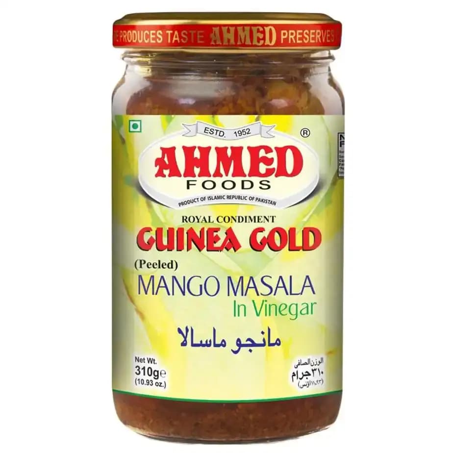 ترشی انبه در سرکه احمد 310گرمی Ahmed Guinea Gold Peeled Mango Masala in vinegar