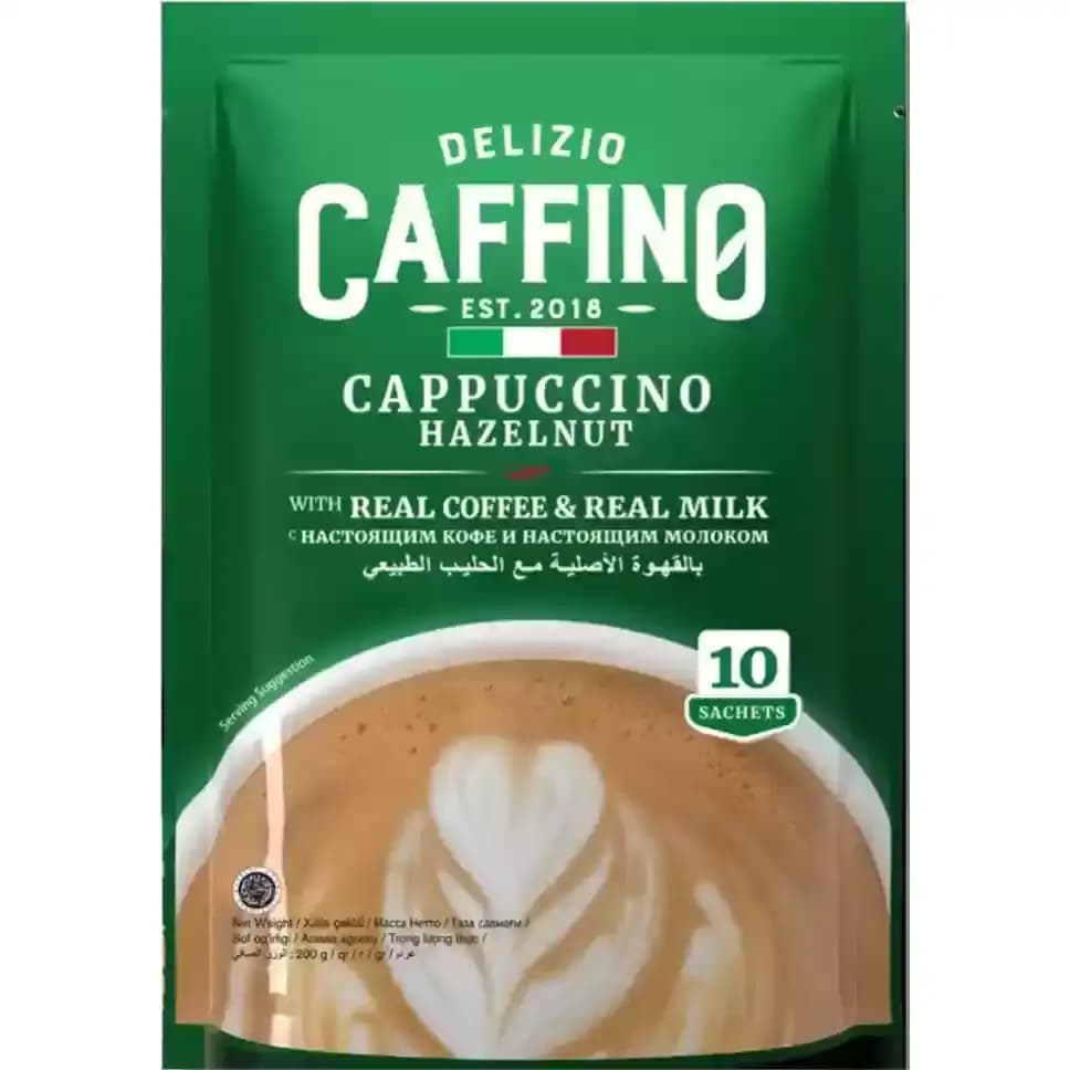قهوه فوری کاپوچینو کافینو با طعم فندق 10 عددی Caffino Cappuccino Hazenut Coffee