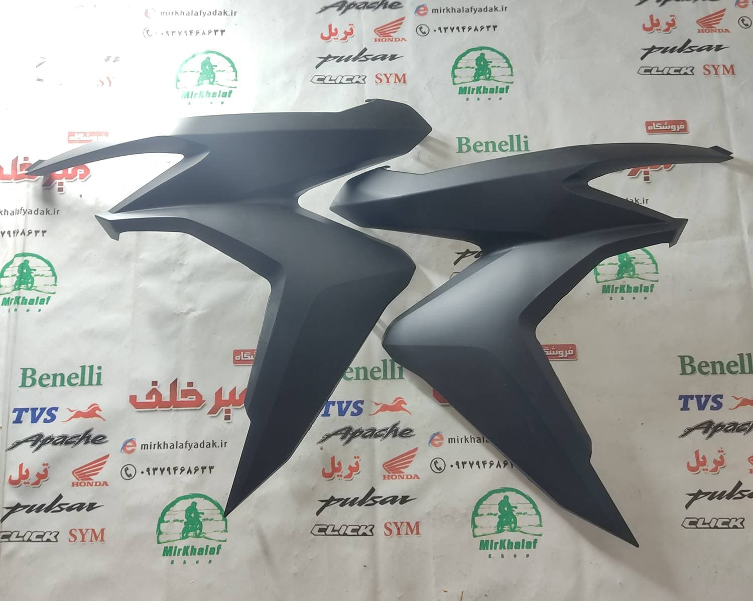 قاب (کاور فلاپ) بغل بلوری چراغ جلو موتور طرح کلیک (مشکی مات) خارجی (جفتی)