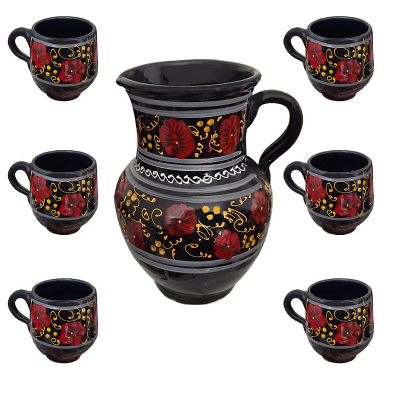ست 7 تکه پارچ و لیوان سفالی کد GH