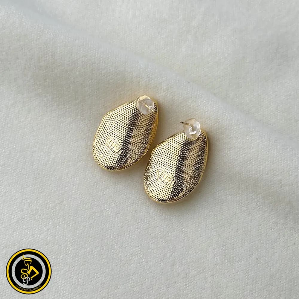 گوشواره طرح سنگ طلایی — تصویر ۲