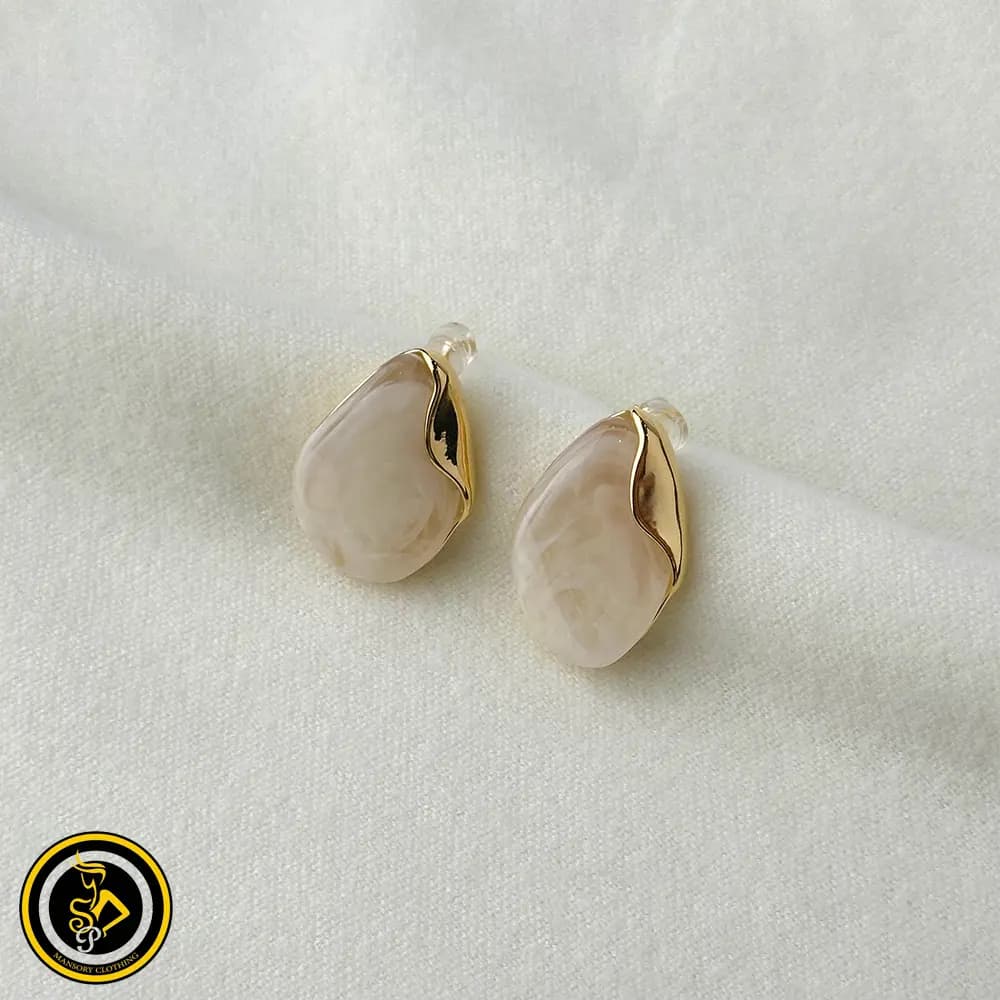 گوشواره طرح سنگ طلایی