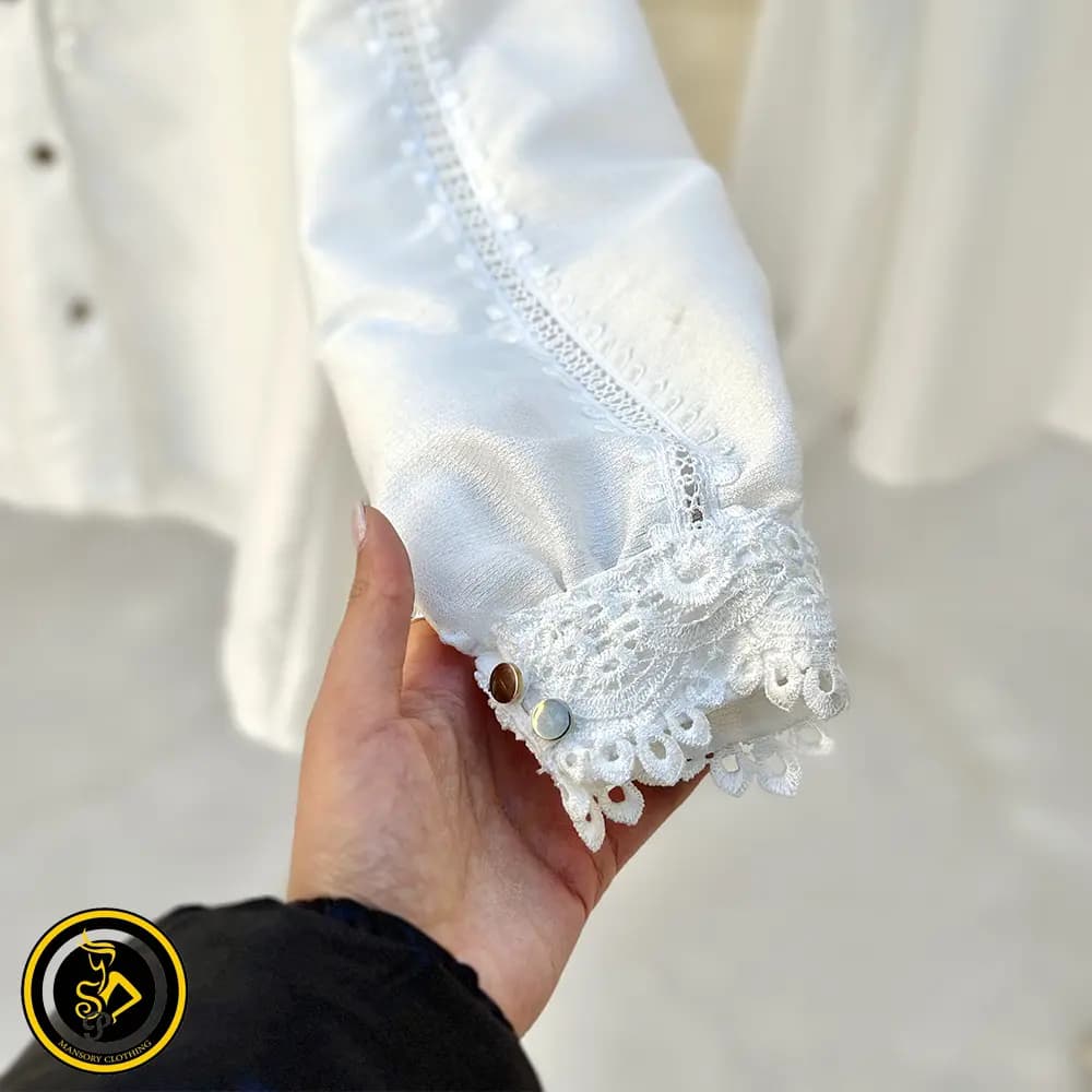 شومیز سفید یقه گیپور — تصویر ۳