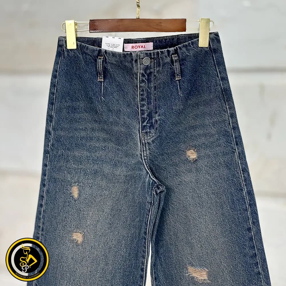 شلوار زنانه واید لگ کمر ساده — تصویر ۲