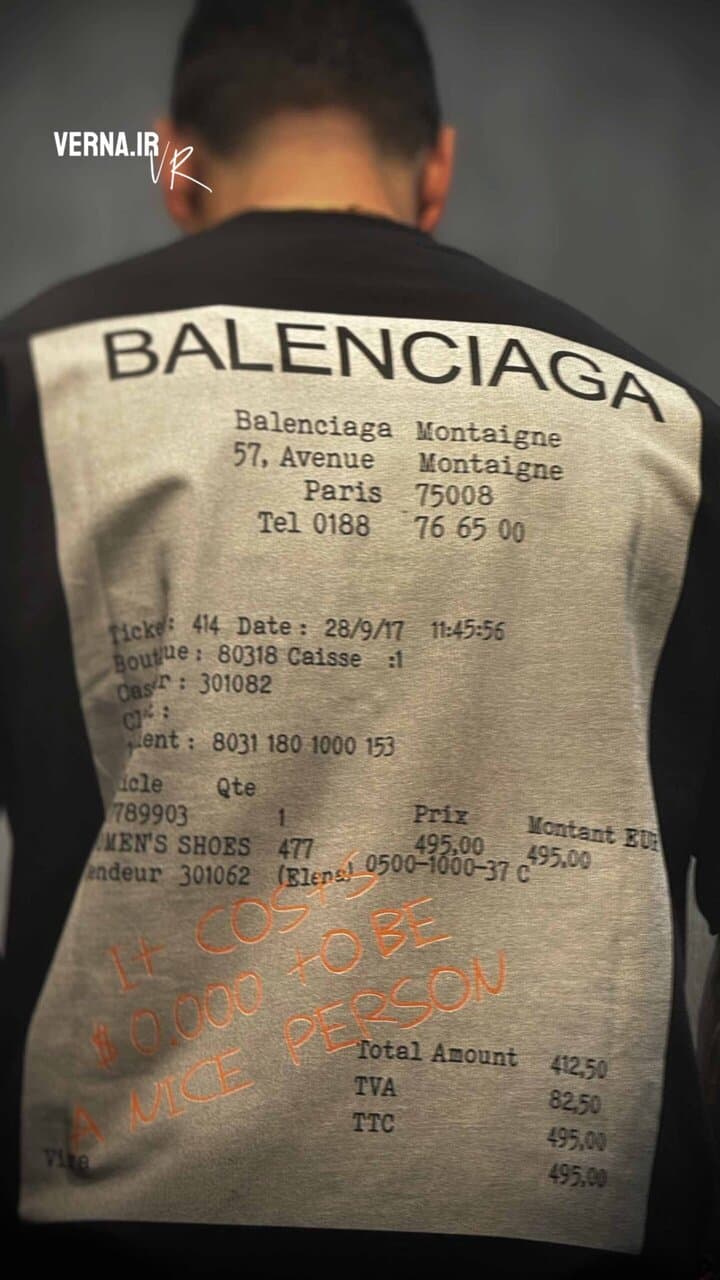 تیشرت یقه گرد پشت چاپ BALENCIAGA — تصویر ۵