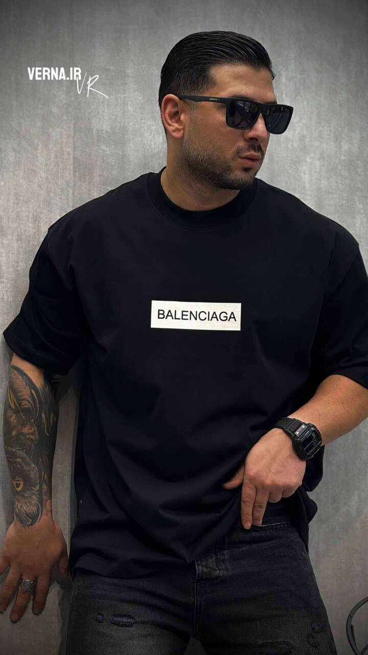 تیشرت یقه گرد پشت چاپ BALENCIAGA — تصویر ۳