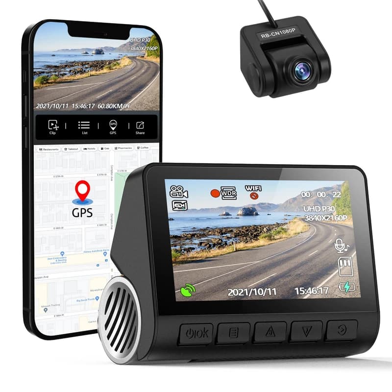 دوربین فیلم برداری خودرو مدل Dash Cam 4K + Rear Cam 1080P V55PROکد B6416