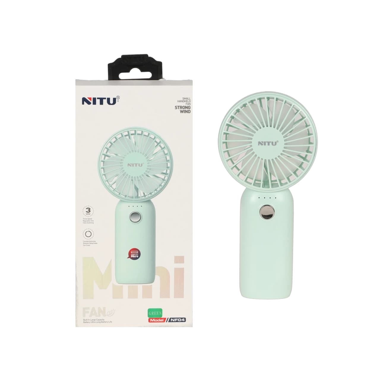 پنکه دستی قابل حمل Nitu مدل NF04 – سبز (گارانتی12 ماه تعویض نیکان همراه)