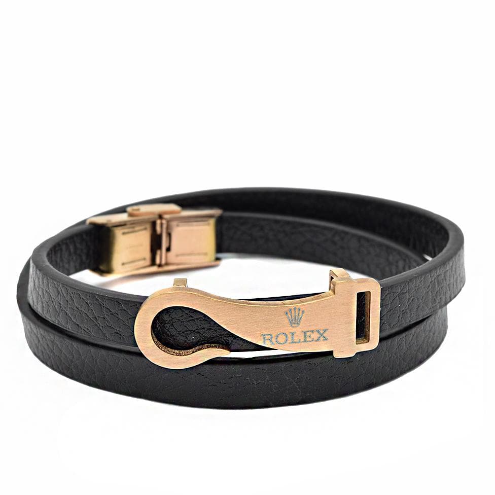 دستبند پسرانه چرم طرح ROLEX اسپرت DS-N491
