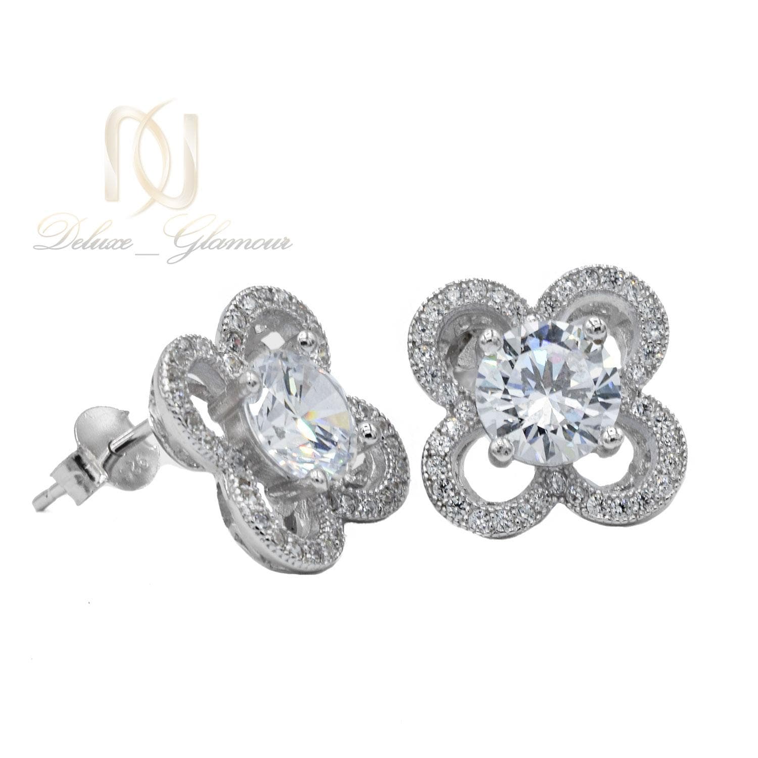 گوشواره میخی نقره فانتزی طرح گل ER-N189