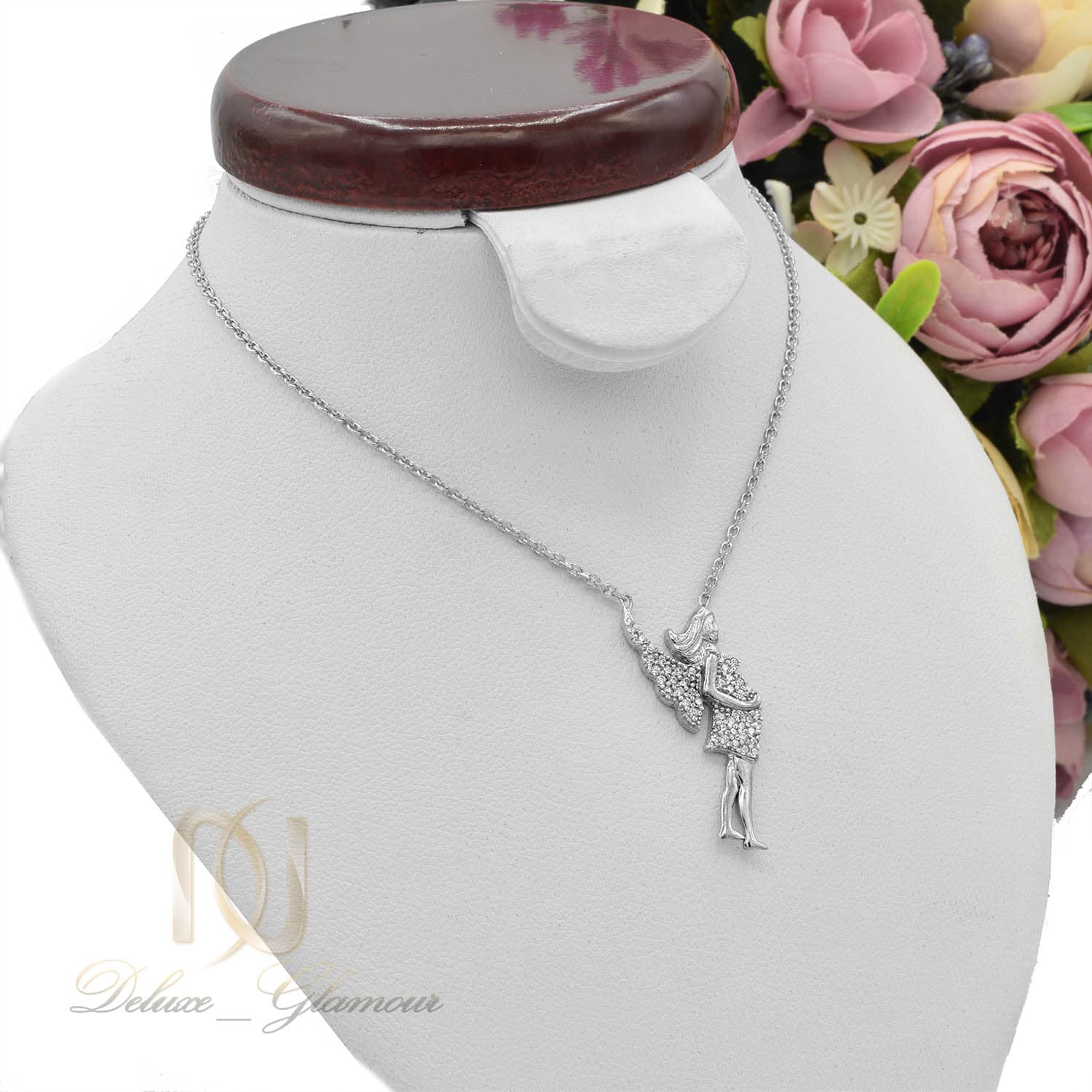 گردنبند دخترانه نقره طرح فرشته نگین دار nw-n498