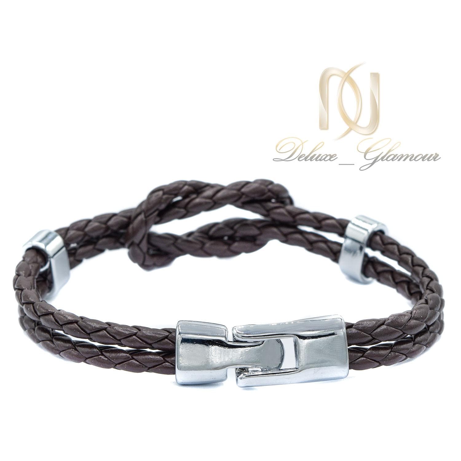 دستبند چرم قهوه ای اسپرت گره عشق ds-n456 — تصویر ۲