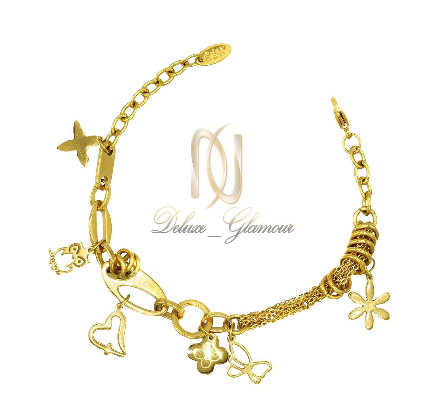 دستبند زنانه استیل آویزدار طرح طلا ds-n395