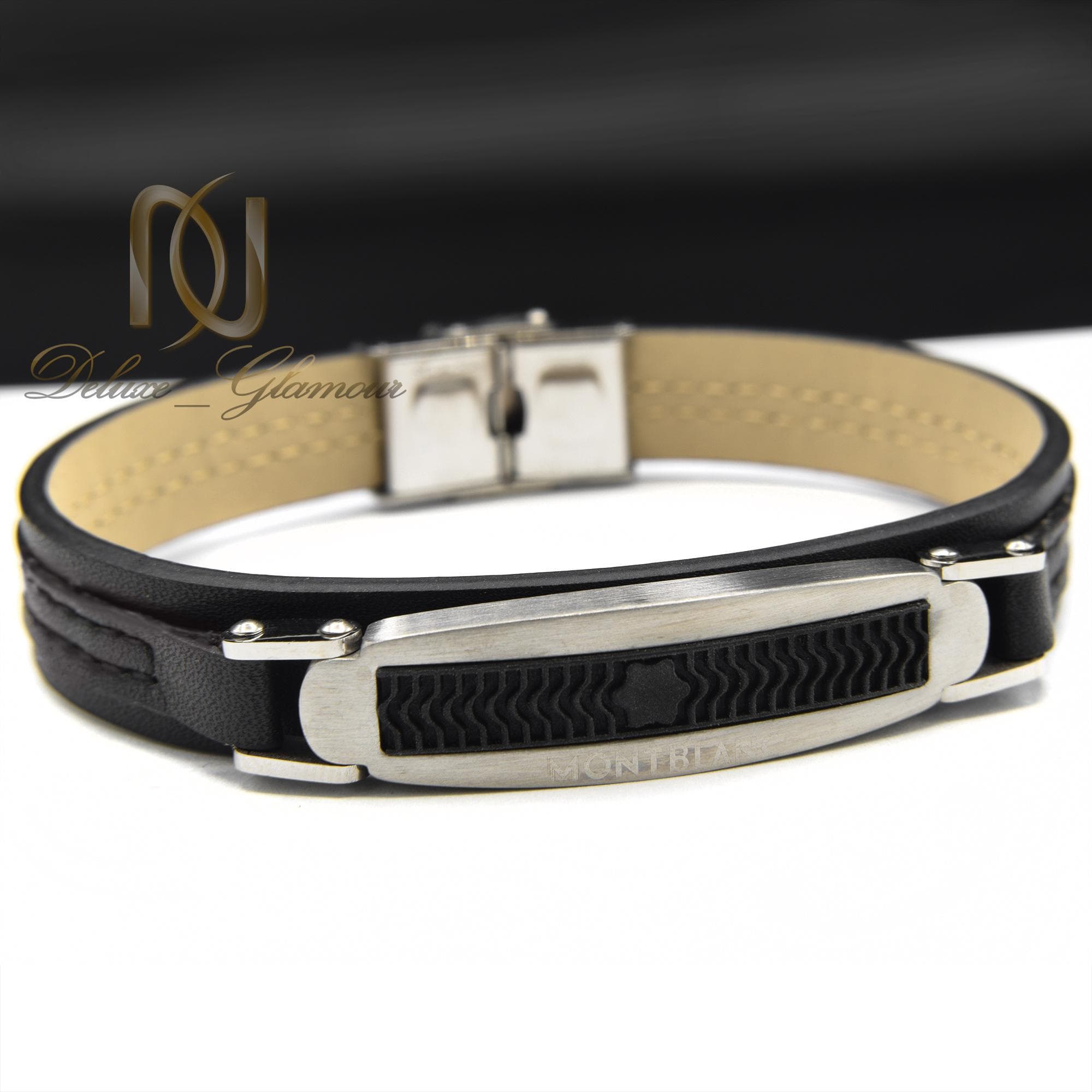دستبند چرم پسرانه طرح مونت بلانک ds-n388