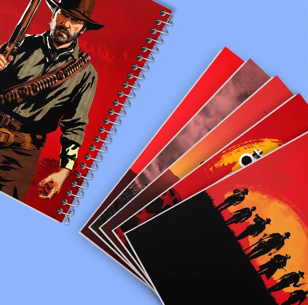 دفتر مشق 100 برگ خندالو طرح رد دد (Red Dead) کد 740 مجموعه 6 عددی — تصویر ۶