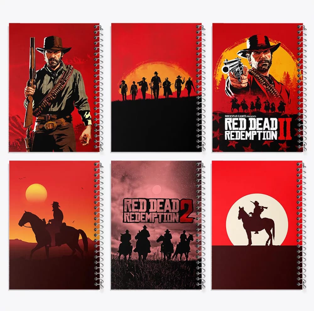 دفتر مشق 100 برگ خندالو طرح رد دد (Red Dead) کد 740 مجموعه 6 عددی