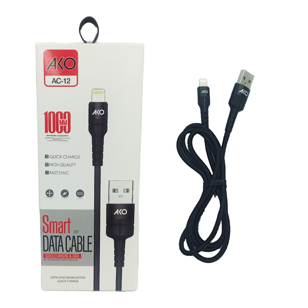 کابل آیفون Ako مدل Ac-12 کنفی سر فلزی اصل چین