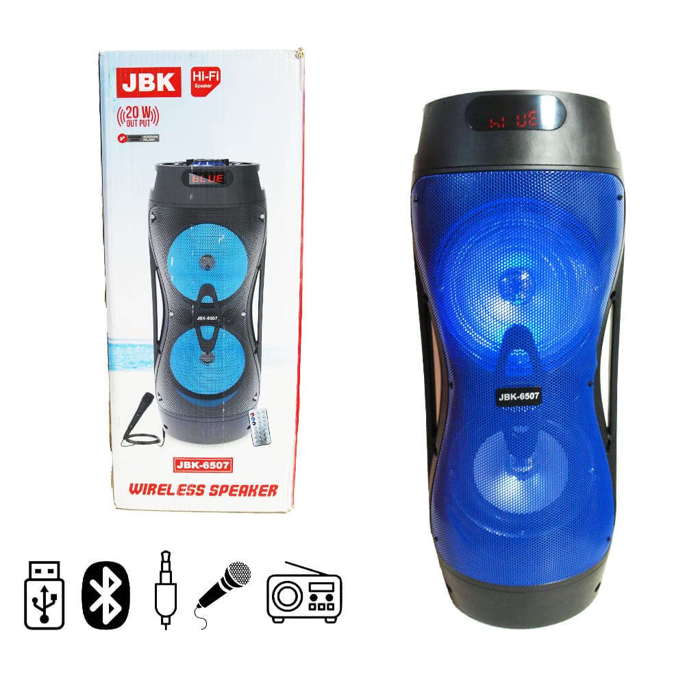 اسپیکر بلوتوث استوانه ای مدل Jbk-6507 میکروفون دار 13 اینچ