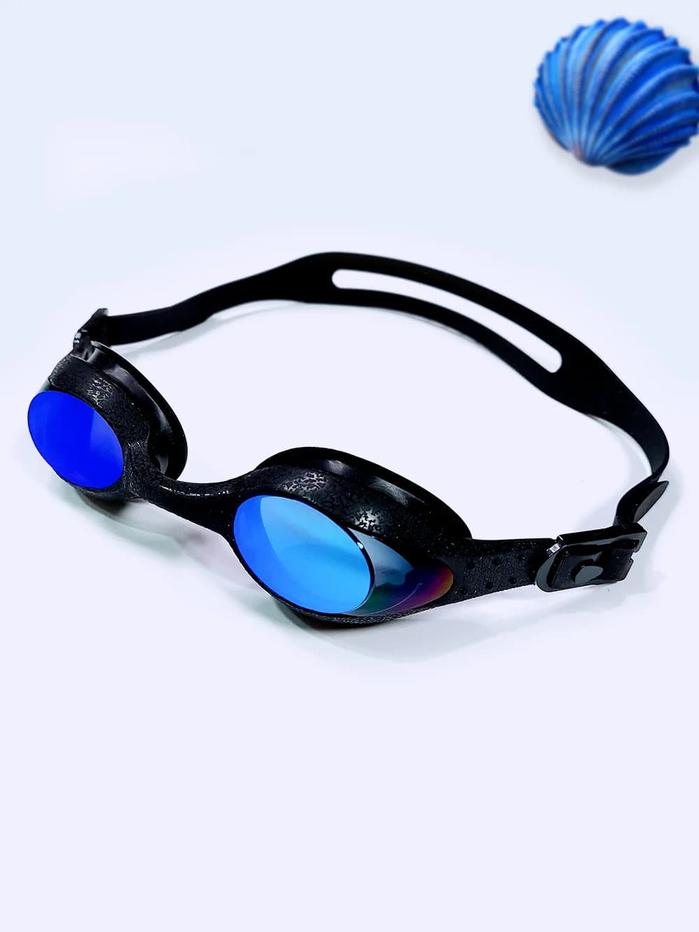 عینک شنا جیوه ای زنانه و مردانه مشکی رنگ با شیشه آبی رنگ اسپیدو – Speedo