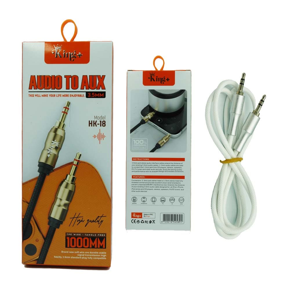 کابل AUX کینگ پلاس مدل HK-18 سرفلزی