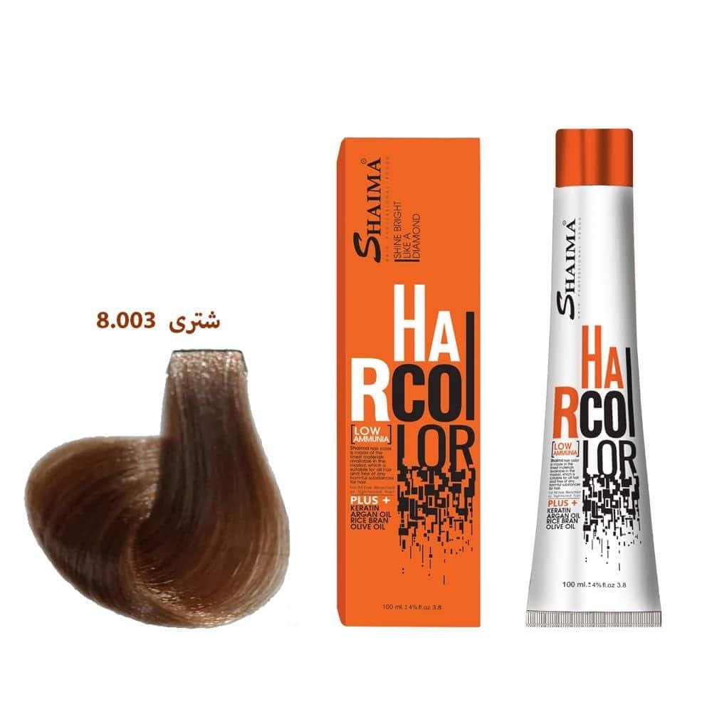 رنگ مو شایما Har Color کم آمونیاک 100 میل شماره 8.003 شتری