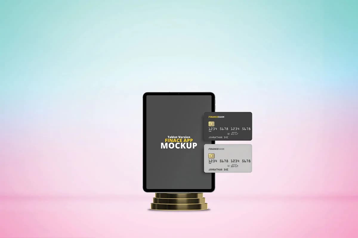 موکاپ موبایل و تبلت با کارت بانکی — تصویر ۳