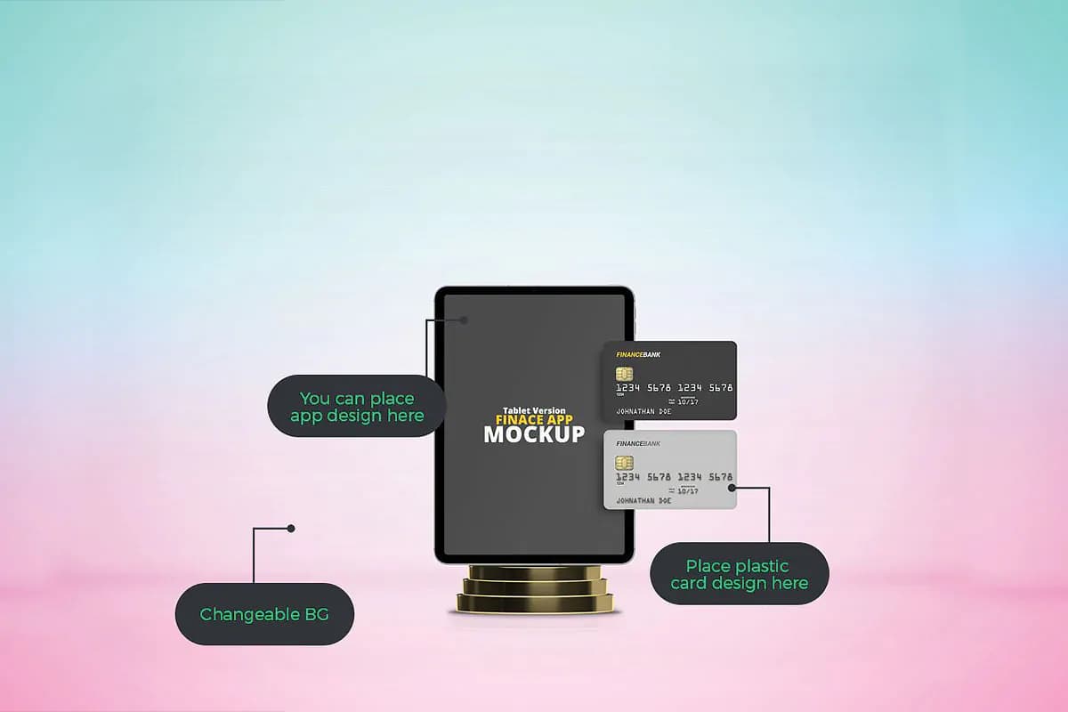 موکاپ موبایل و تبلت با کارت بانکی — تصویر ۲