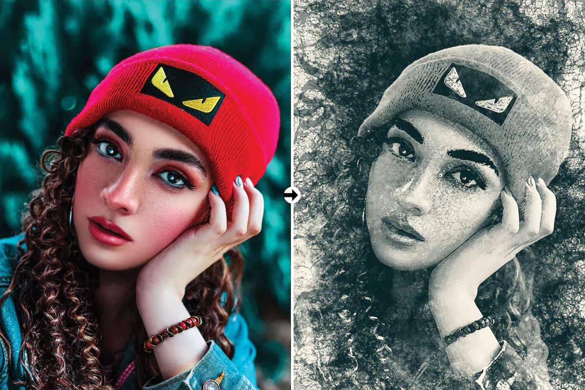 اکشن فتوشاپ افکت لک و خط و خش پرتره — تصویر ۶
