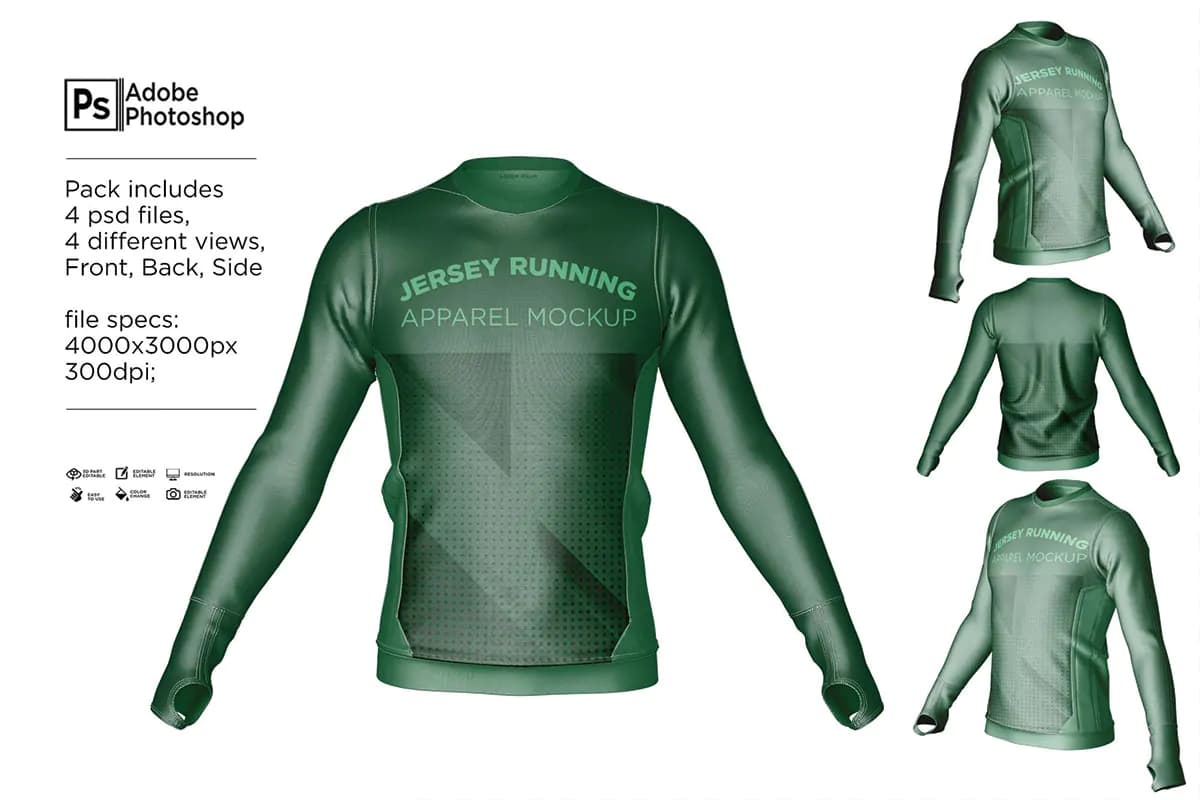 موکاپ پیراهن ورزشی دویدن مردانه — تصویر ۳