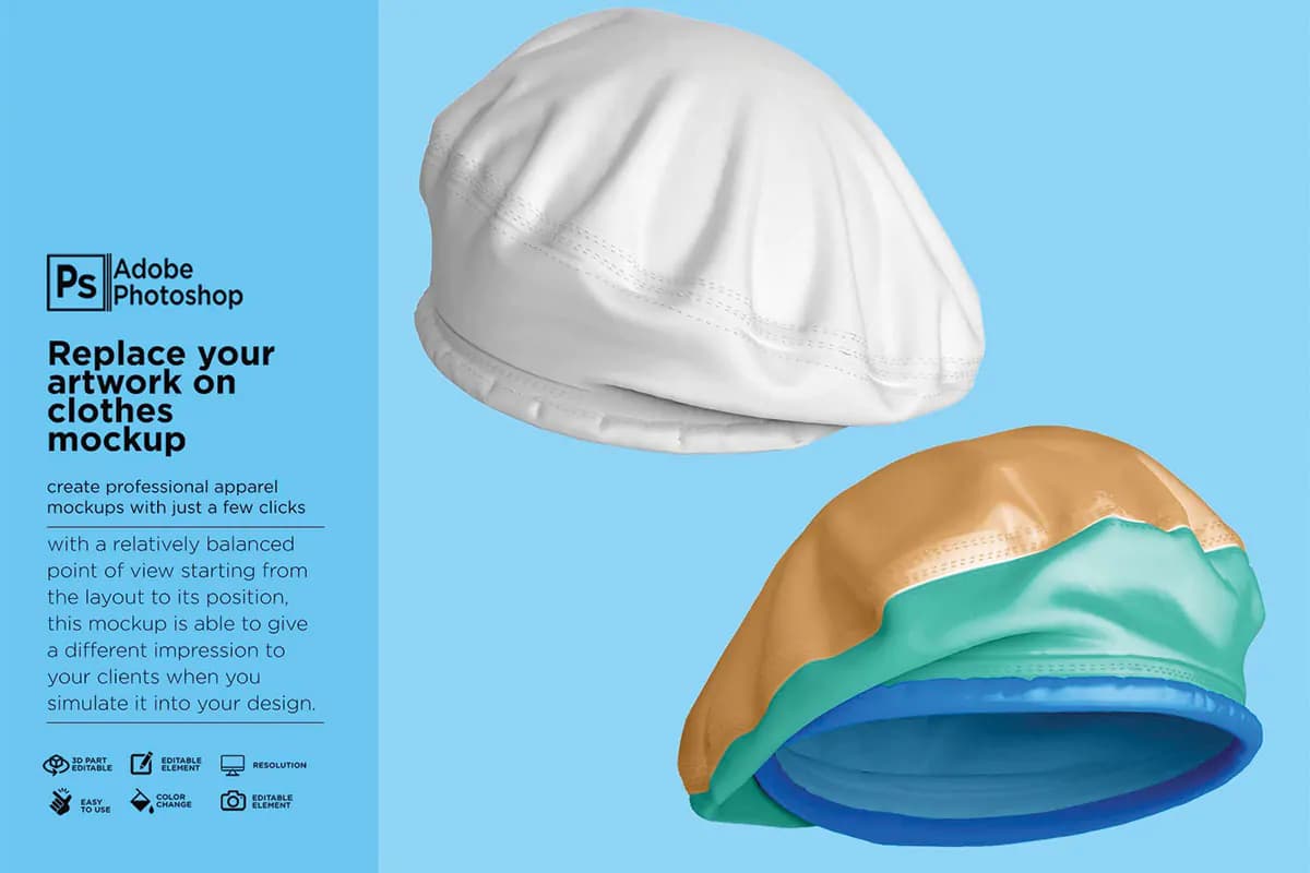موکاپ کلاه برت Beret Hat — تصویر ۲