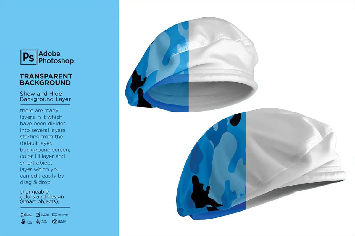 موکاپ کلاه برت Beret Hat — تصویر ۳