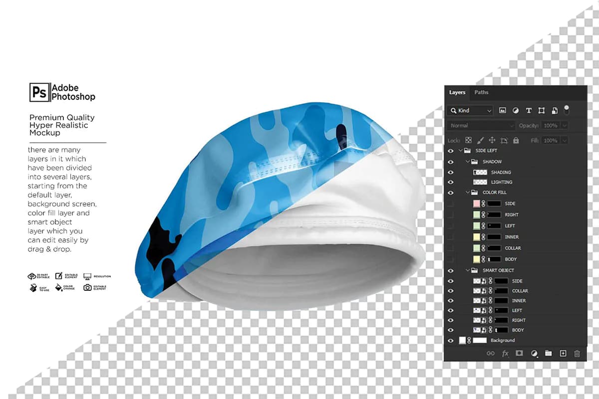 موکاپ کلاه برت Beret Hat — تصویر ۶