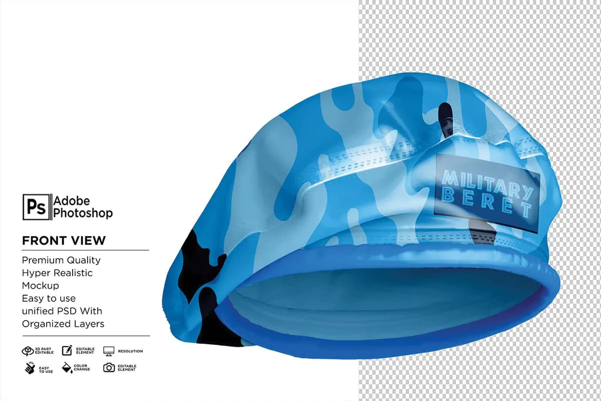 موکاپ کلاه برت Beret Hat — تصویر ۵