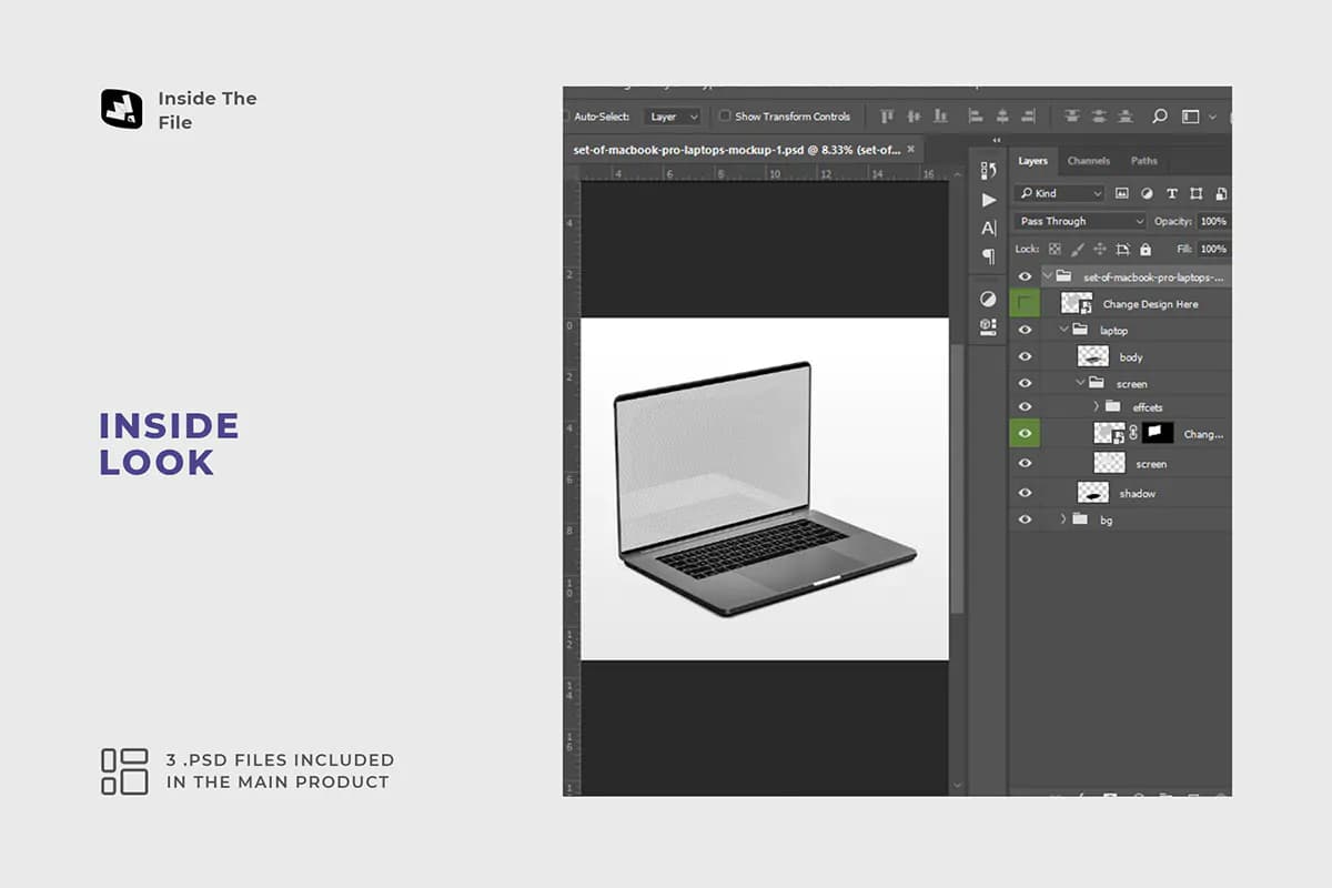 موکاپ لپ تاپ مک بوک پرو MacBook Pro Laptops — تصویر ۴