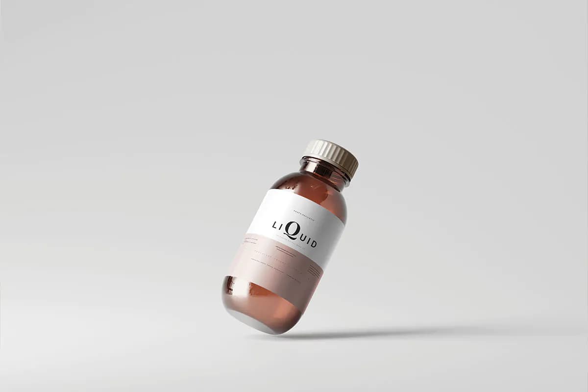 موکاپ شیشه دارو با درپوش پلاستیکی — تصویر ۵
