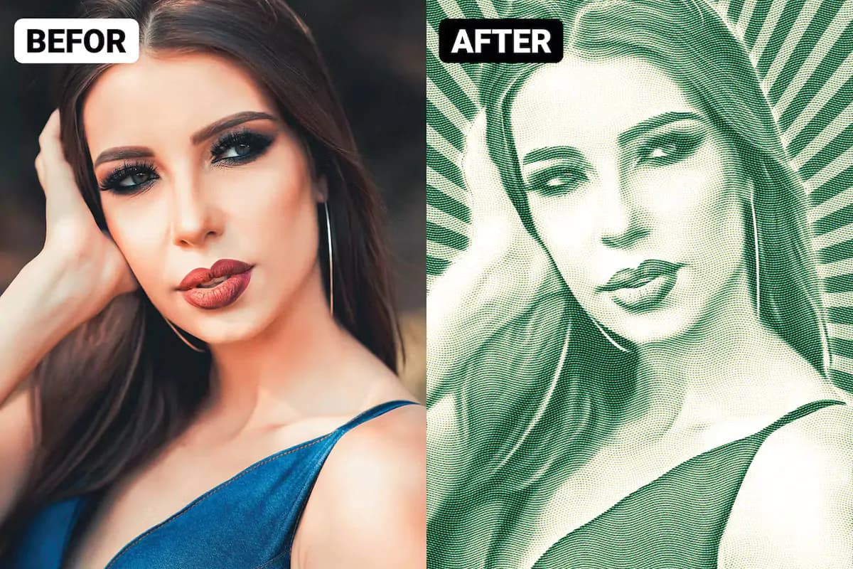 اکشن فتوشاپ افکت حکاکی اسکناس روی عکس — تصویر ۳