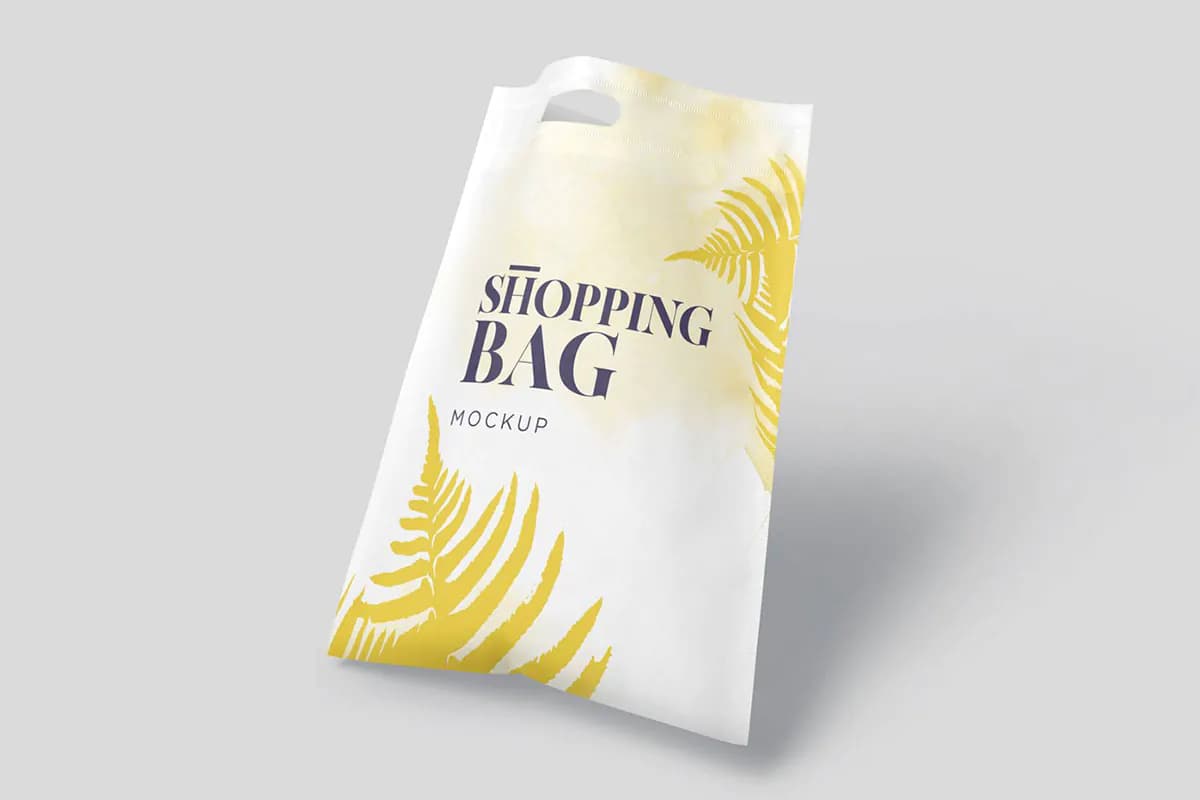 موکاپ ساک دستی پارچهای فلت D Cut Bag — تصویر ۲